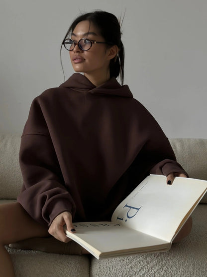 Damen Oversized Hoodie mit Taschen Hochgeschlossener Kragen