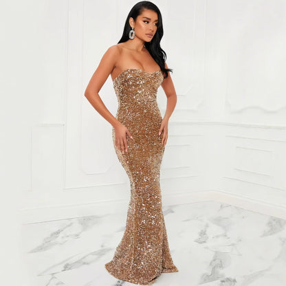 Damen Glitzerndes Abendkleid mit Bustier-Oberteil und schmalem Schnitt