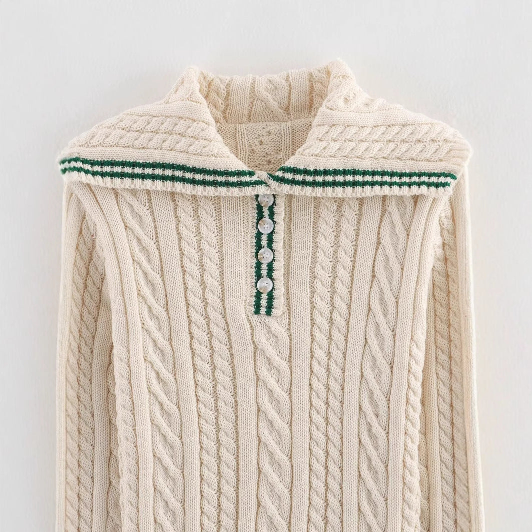 Damen Strickpullover Klassischer Stehkragen Zopfmuster Eveloria