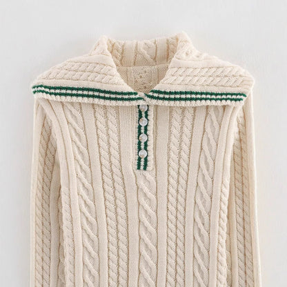 Damen Strickpullover Klassischer Stehkragen Zopfmuster Eveloria