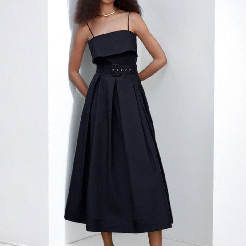 Damen Maxikleid Schulterfrei Elegant Bindegürtel Eveloria