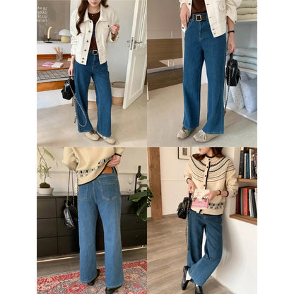 Damen High-Waist Jeans Weites Bein Eveloria