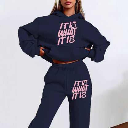 Damen Jogginganzug Statement-Print Lässiger Schnitt
