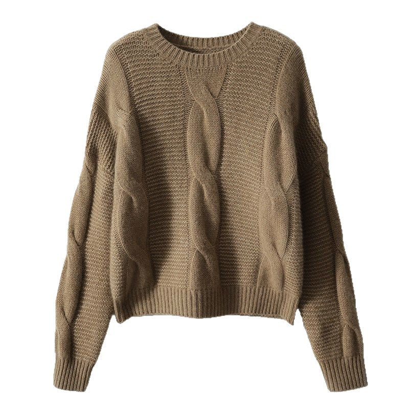Damen Strickpullover Strukturiertes Muster Beige