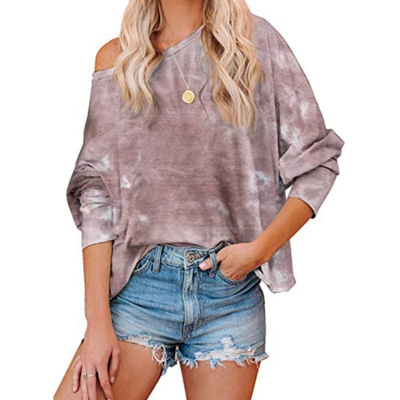 Damen Batikbluse Lockere Passform Asymmetrisch Eveloria