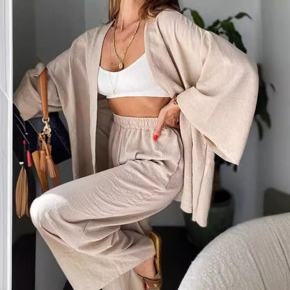 Damen Lounge-Set Weite Ärmel Elastischer Bund Bequem