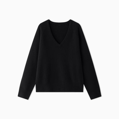 Damen Pullover V-Ausschnitt Kuschelig Grün Eveloria