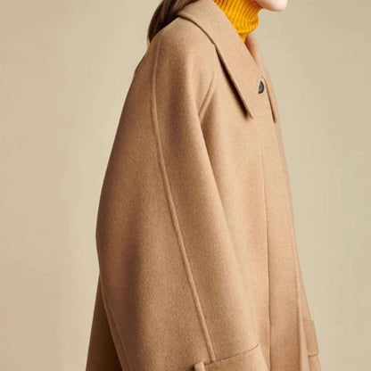 Damen Wollmantel Oversized mit Kragen Anthrazit