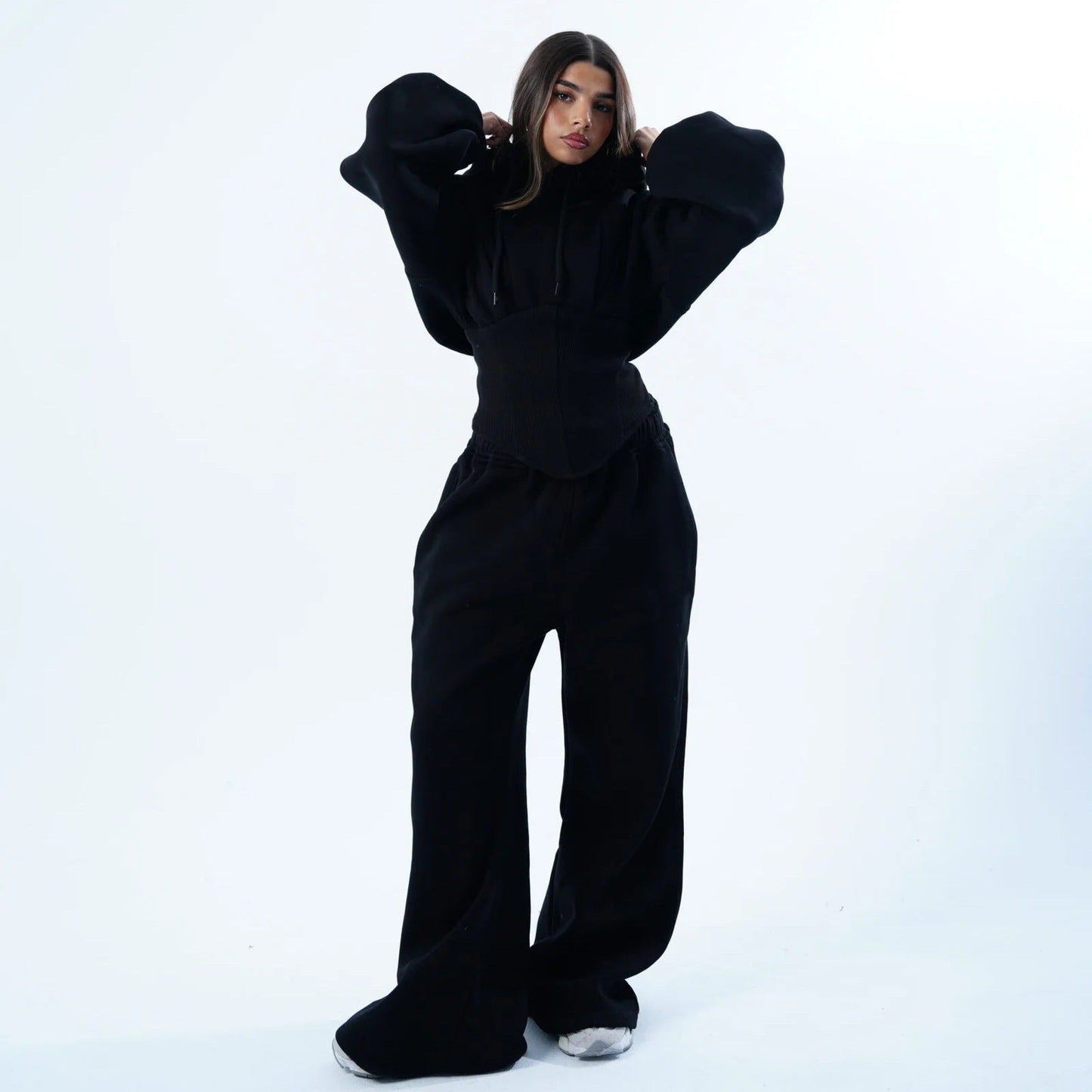 Damen Oversized Hoodie Lässig Weite Bund Grau Eveloria