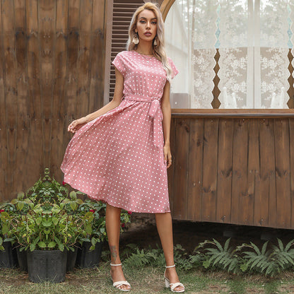 Damen Sommerkleid Rüschendetails Taillengürtel Eveloria