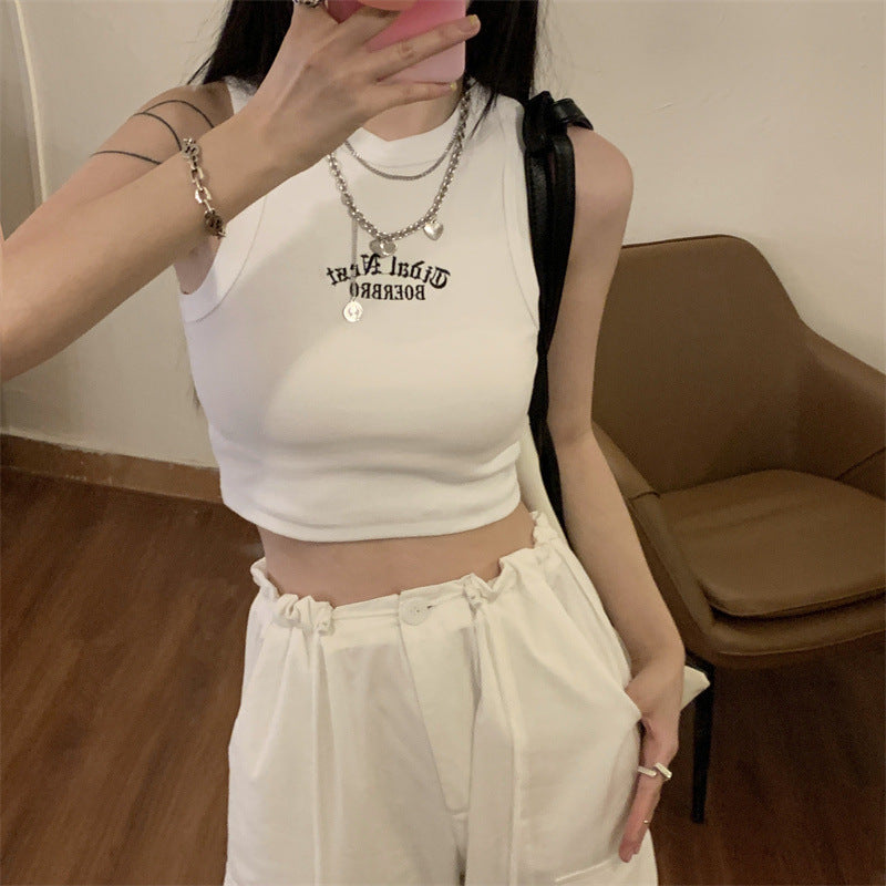 Damen Crop- Hochkragen Dezent Schriftzug