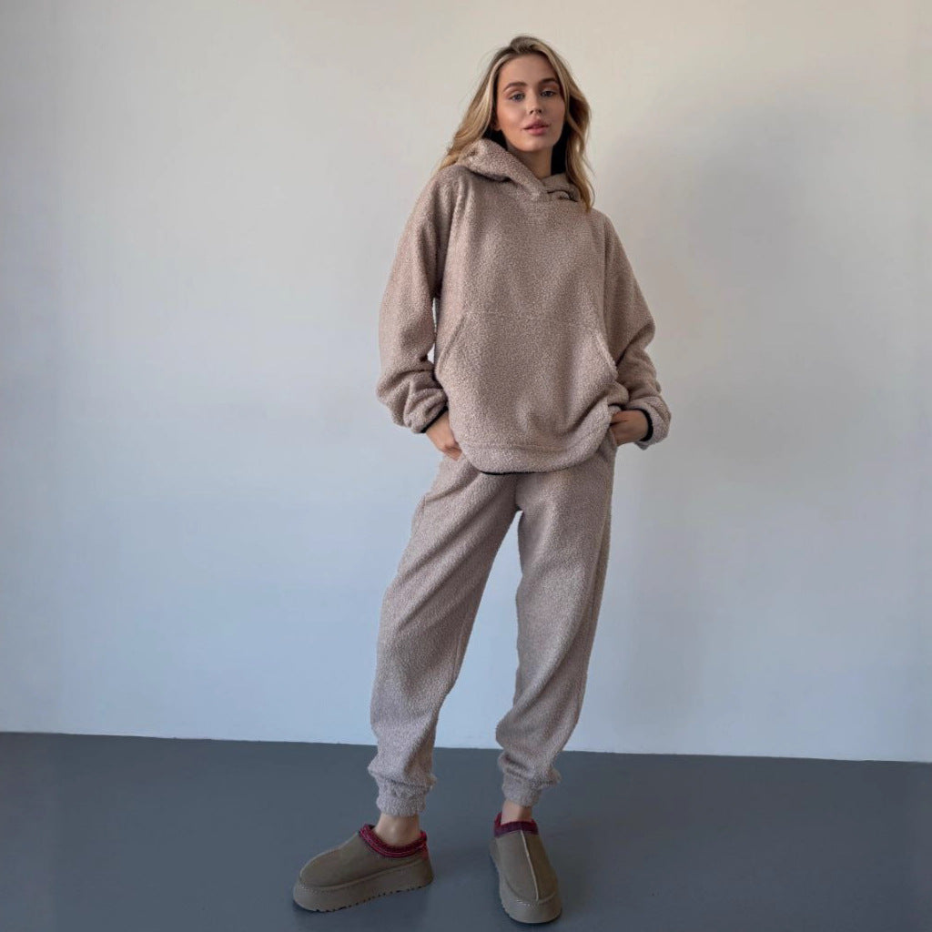 Damen Fleece Hoodie Kuschelig Grau Eveloria