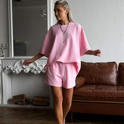 Damen Oversized Zweiteiler-Set T-Shirt und Shorts