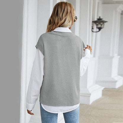 Damen Wickelstrickpullover V-Ausschnitt Voluminöse Ärmel Eveloria