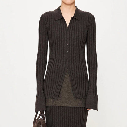 Damen Rippstrickhemden Slim Fit Eveloria - Eveloria