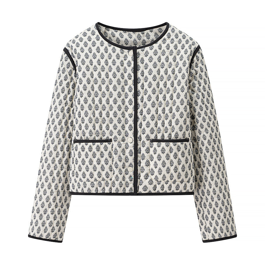 Damen Steppjacke Muster Praktische Taschen Eveloria - Eveloria