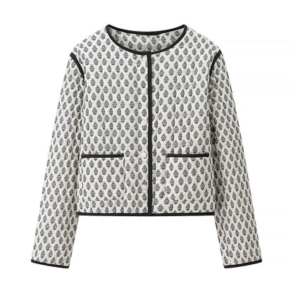 Damen Steppjacke Muster Praktische Taschen Eveloria - Eveloria