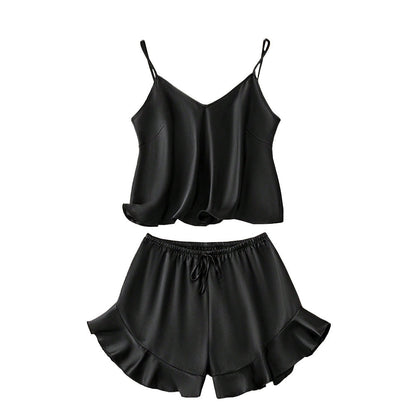 Damen Schlafanzug Satin Optik Zara Style Eveloria