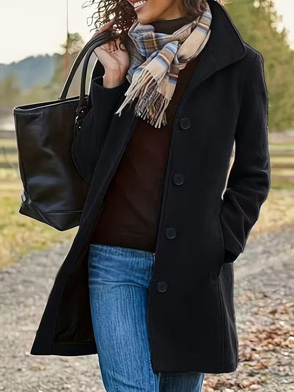 Damen Wollmantel Elegantes Design mit Kragen und Taschen