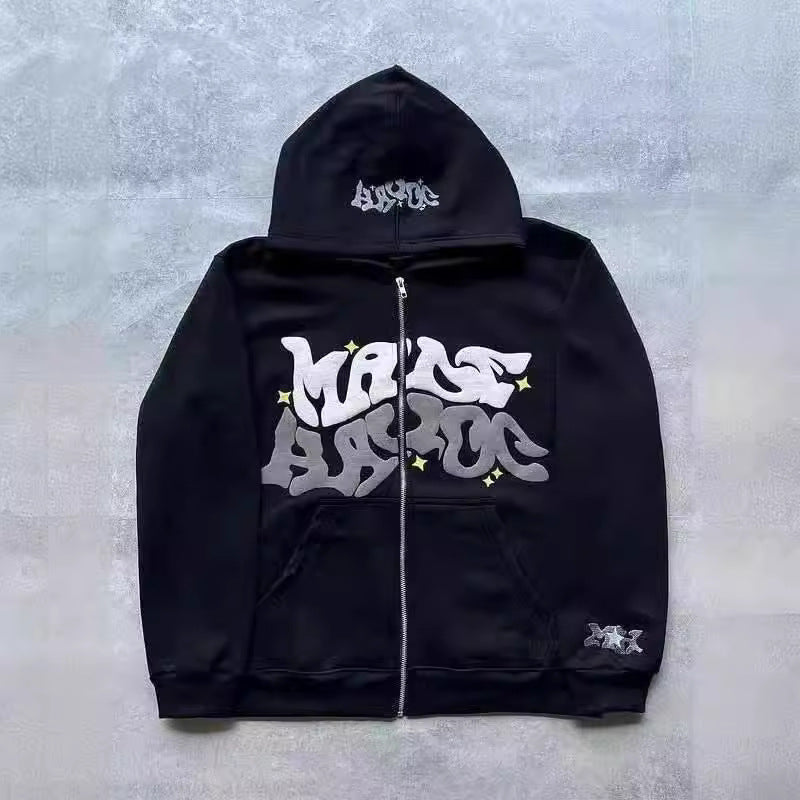 Damen Sportjacke Graffiti-Stil Kapuzenjacke Grau Eveloria