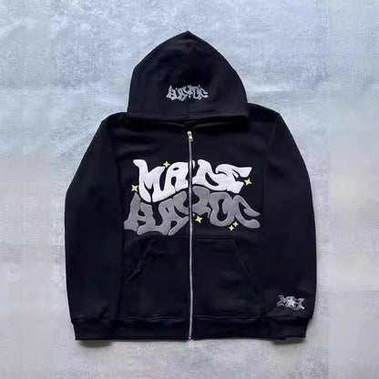 Damen Sportjacke Graffiti-Stil Kapuzenjacke Grau Eveloria