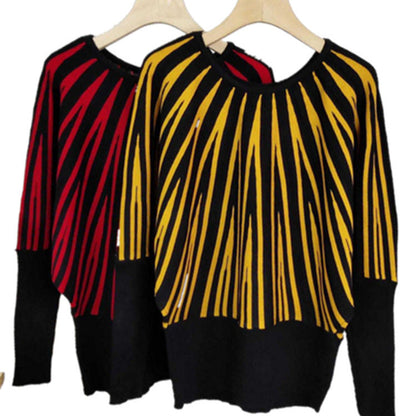 Damen Strickpullover Asymmetrisches Linienmuster Eveloria