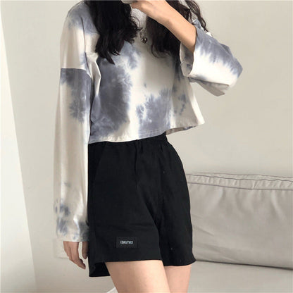 Damen Cropped Sweatshirt Batik-Design Lässig Eveloria