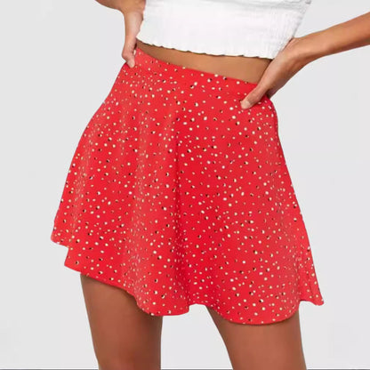 Damen Baumwollrock Blumenmuster Schwingender Saum Eveloria