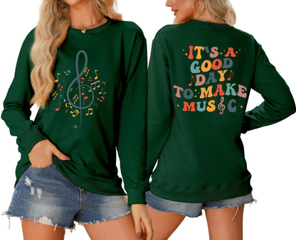 Damen Sweatshirt Musikalisches Motiv Kreativer Schriftzug Grau
