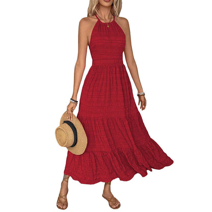 Damen Maxi-Kleid Offener Rücken Voluminöser Rüschensaum Eveloria