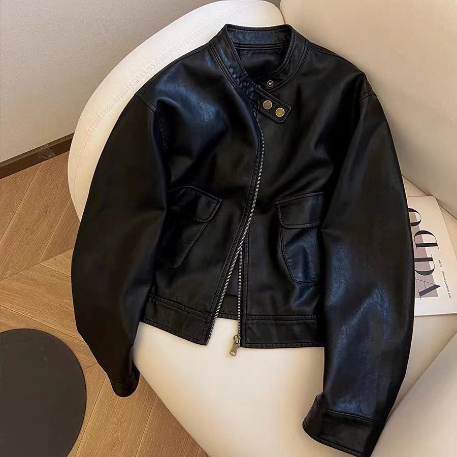 Damen Kunstlederjacke Zeitloser Schnitt Eveloria