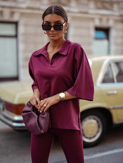 Damen Polo-T-Shirt Lässige Boxärmel Eveloria