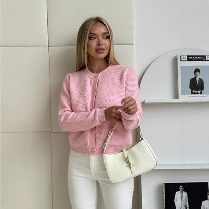 Damen Strickjacke Knöpfe Modernes Muster Eveloria