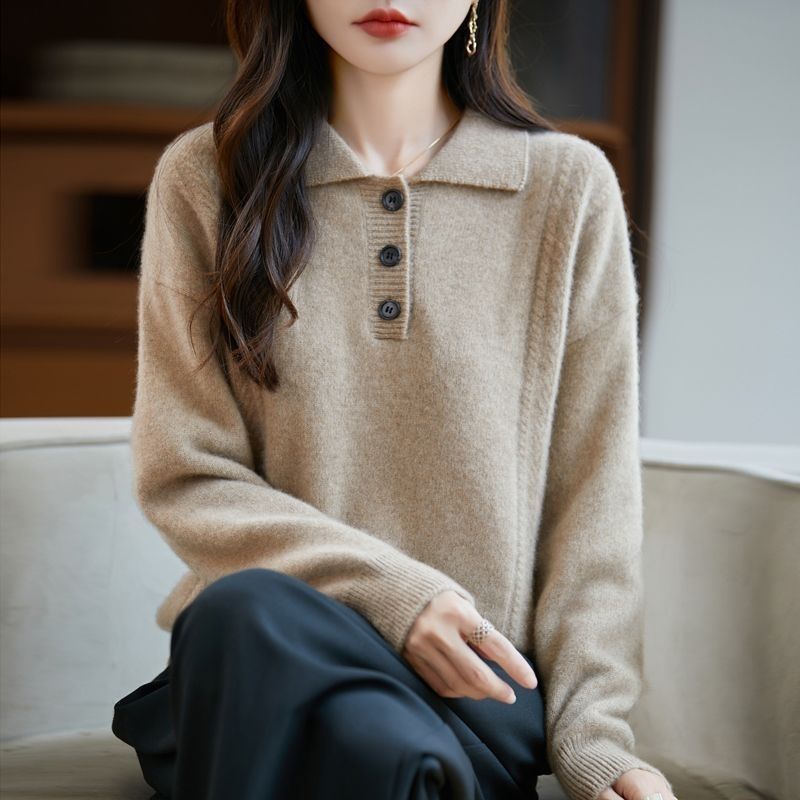 Damen Pullover mit Knopfleiste Elegantes Design