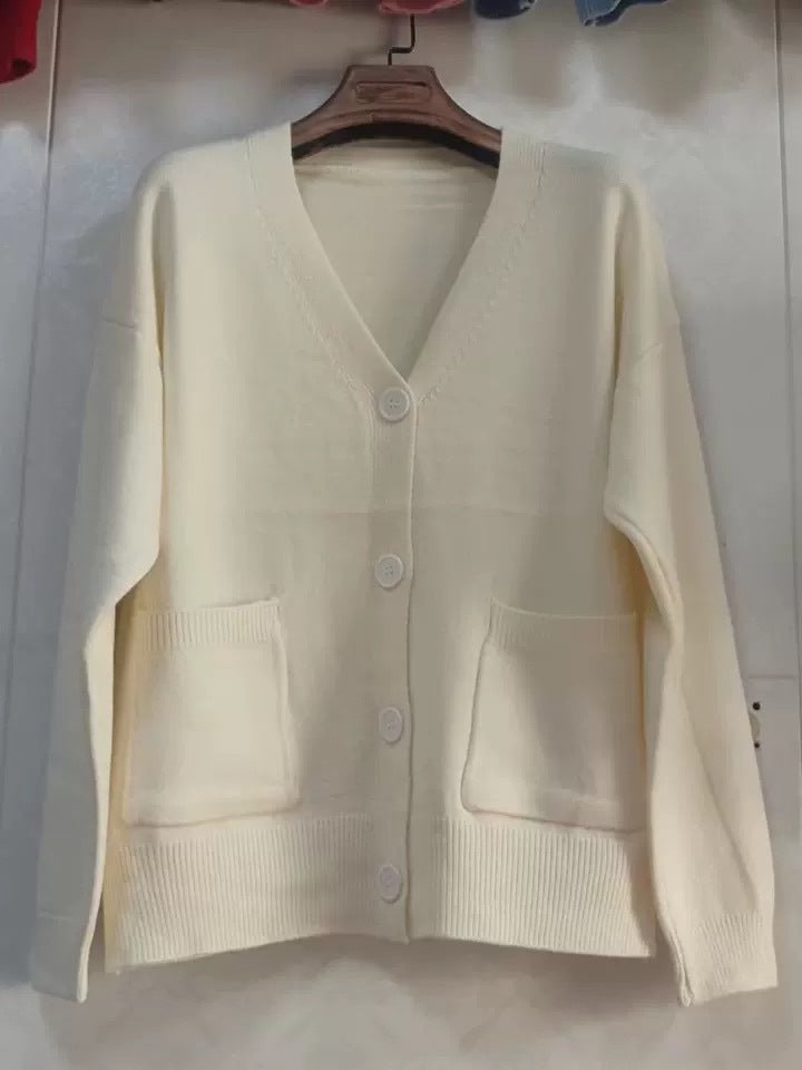 Damen Strickcardigan Übergroß mit Taschen Grau