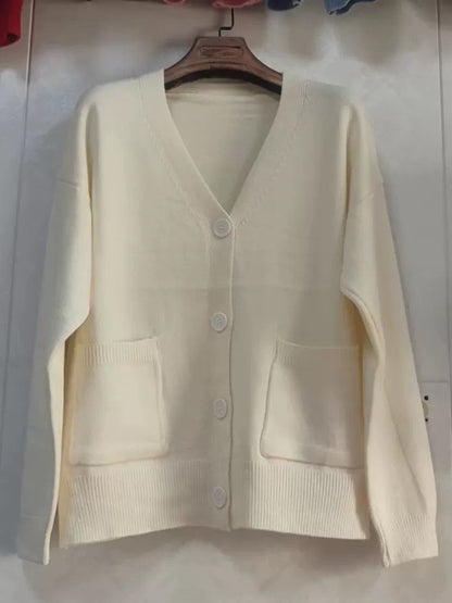 Damen Strickcardigan Übergroß mit Taschen Grau