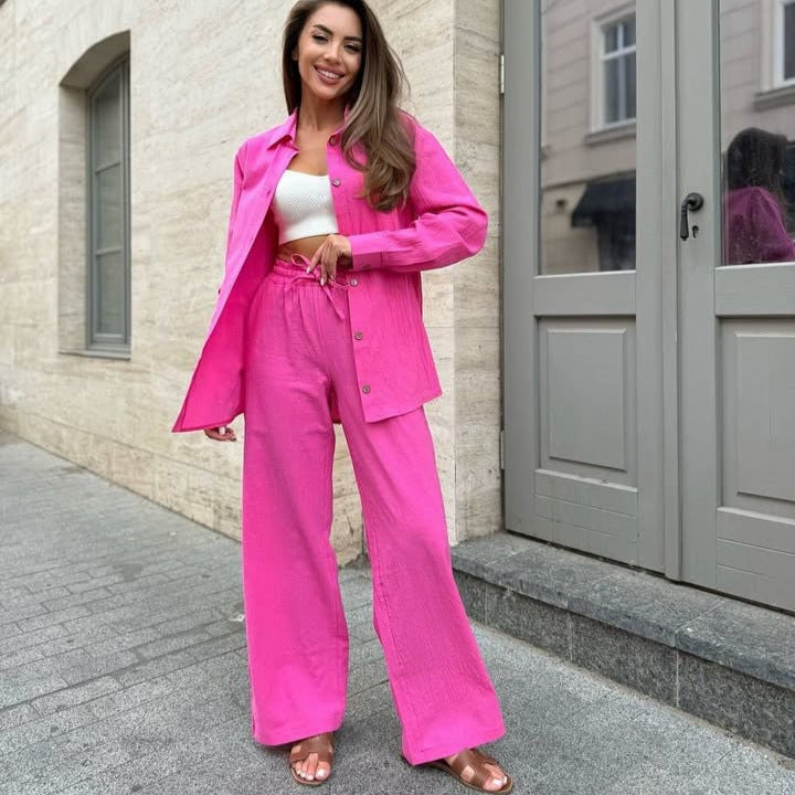 Damen Kombination Bluse Hosen Set Eveloria
