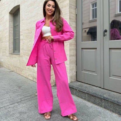 Damen Kombination Bluse Hosen Set Eveloria