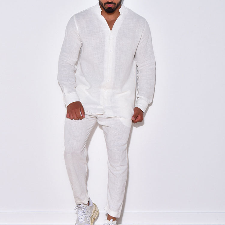Herren Leinenanzug Luftig Beige