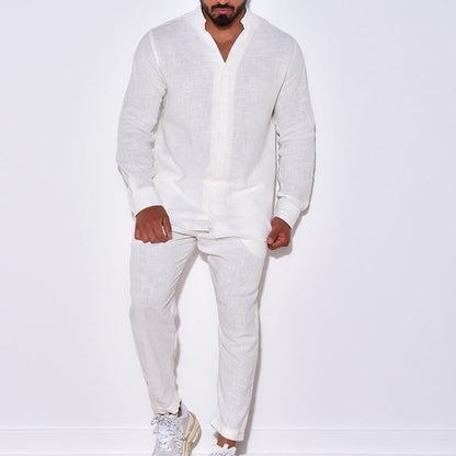 Herren Leinenanzug Luftig Beige