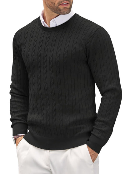 Herren Strickpullover Slim Fit Zopfstrick Komfortable Baumwolle Grau - Eveloria