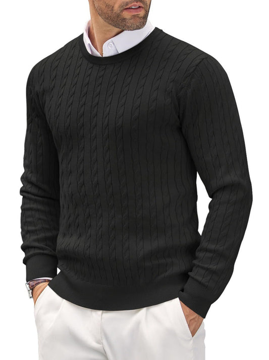 Herren Strickpullover Slim Fit Zopfstrick Komfortable Baumwolle Grau - Eveloria