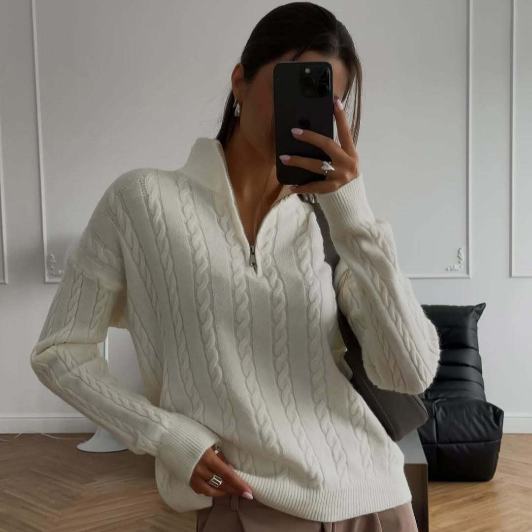 Damen Strickpullover Hochgeschlossener Kragen Eveloria