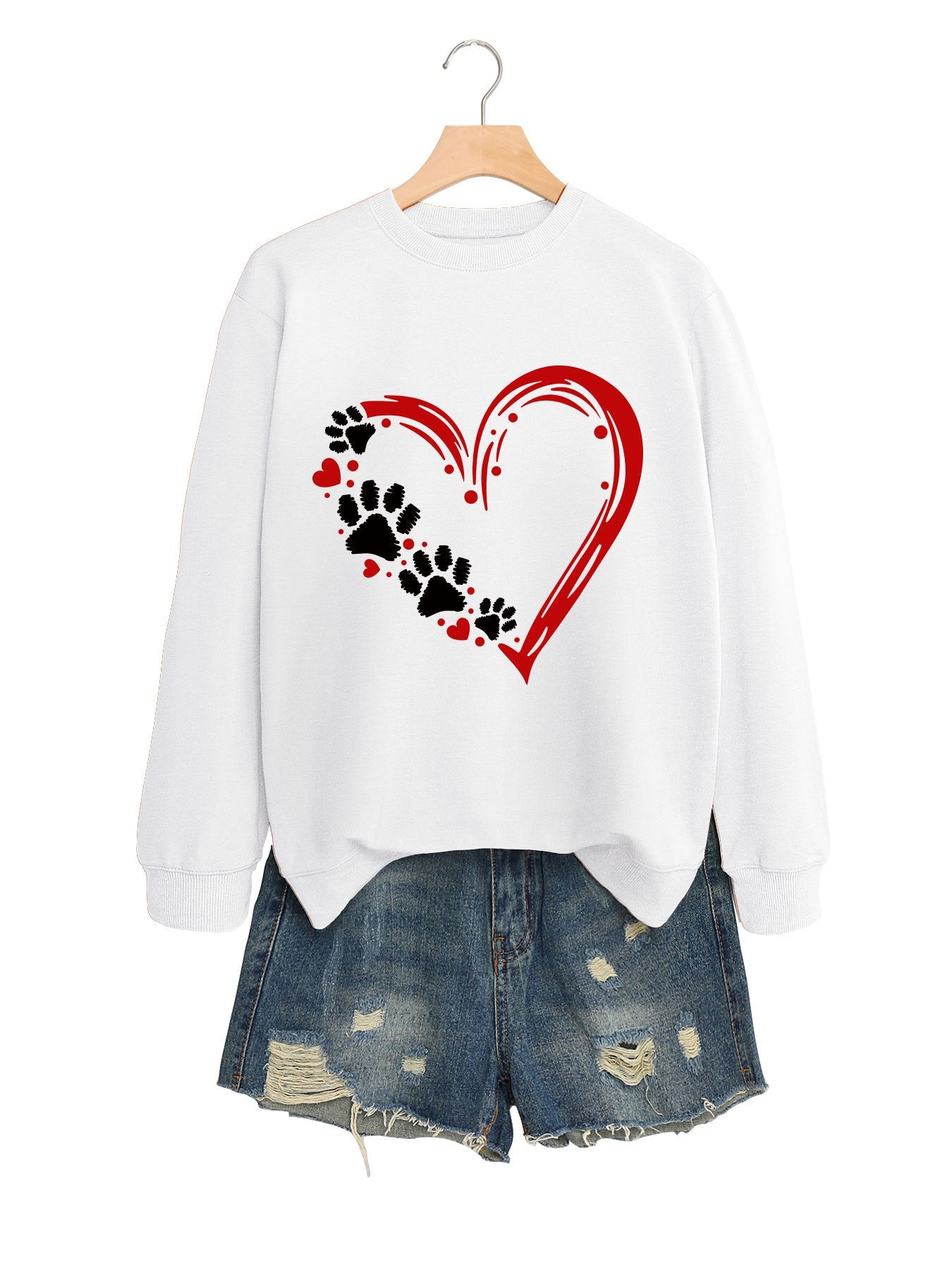 Damen Sweatshirt Herz Pfotendesign Eveloria