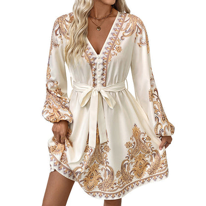 Damen Wickelkleid mit Spitze und Gürtel Floral
