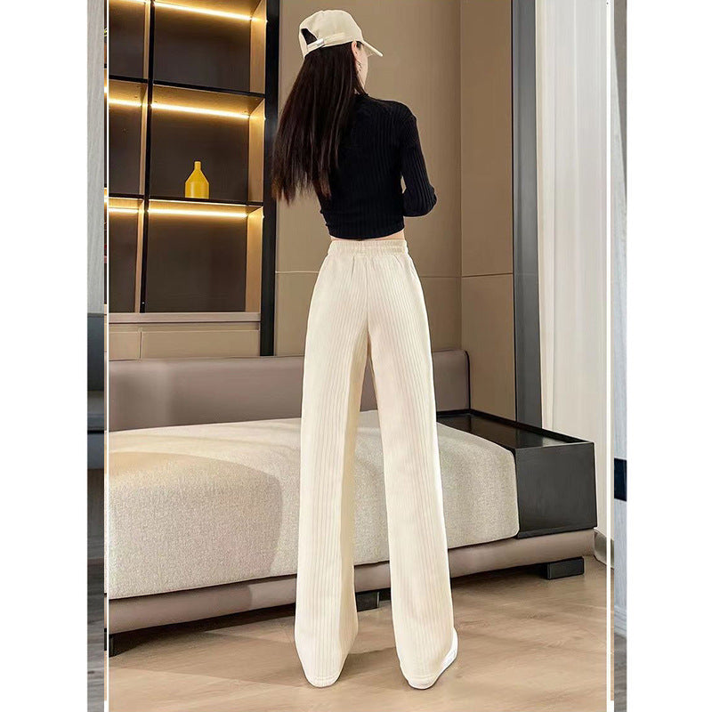 Damen Cordhose Weites Bein Elastischer Bund Hochgeschnitten