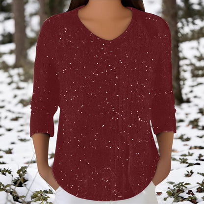 Damen Langarmshirt V-Ausschnitt Eveloria