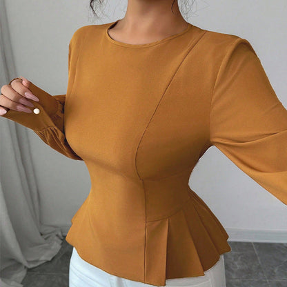 Damen Bluse Taillierte Puffärmel Eveloria