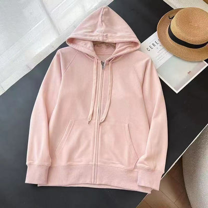 Damen Kapuzenjacke Strukturdesign Durchgehender Reißverschluss