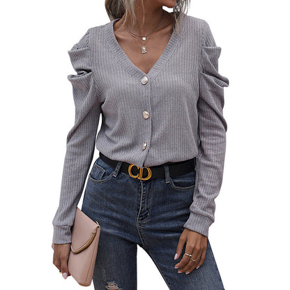 Damen Strickjacke Rüschen-Details Knopfleiste Eveloria